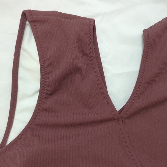 Cupshe One Piece Ribbed Cut Out Side One Shoulder Swimsuit, Color Coffee Size S - Picture 13 of 16